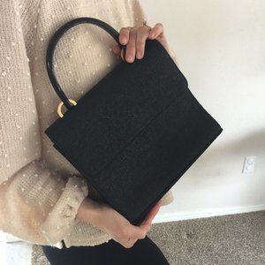 Preston York black woven bag with acrylic handle